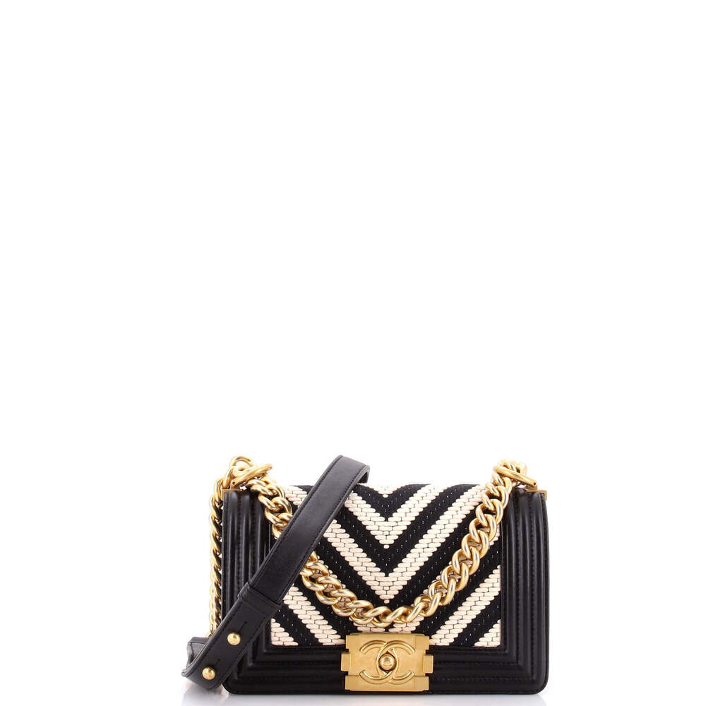 Chanel Small Boy Flap Bag Braided Chevron Cording and Calfskin